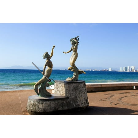 LAMINATED POSTER Sculpture Mermaid Statue Landmark Puerto Vallarta Poster Print 24 x (Best Surfing In Puerto Vallarta)