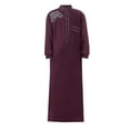 thumbnail image 4 of Coerni Thobe for Boys Embroidered Long Sleeve Muslim Outfits Half Buttons Kaftan Robe Casual Arabic Clothes for Youth Boy, 4 of 9