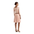 thumbnail image 2 of LAUREN RALPH LAUREN Womens Pink Textured Ribbed Partially Lined 3/4 Sleeve Scoop Neck Knee Length Fit + Flare Dress L, 2 of 4