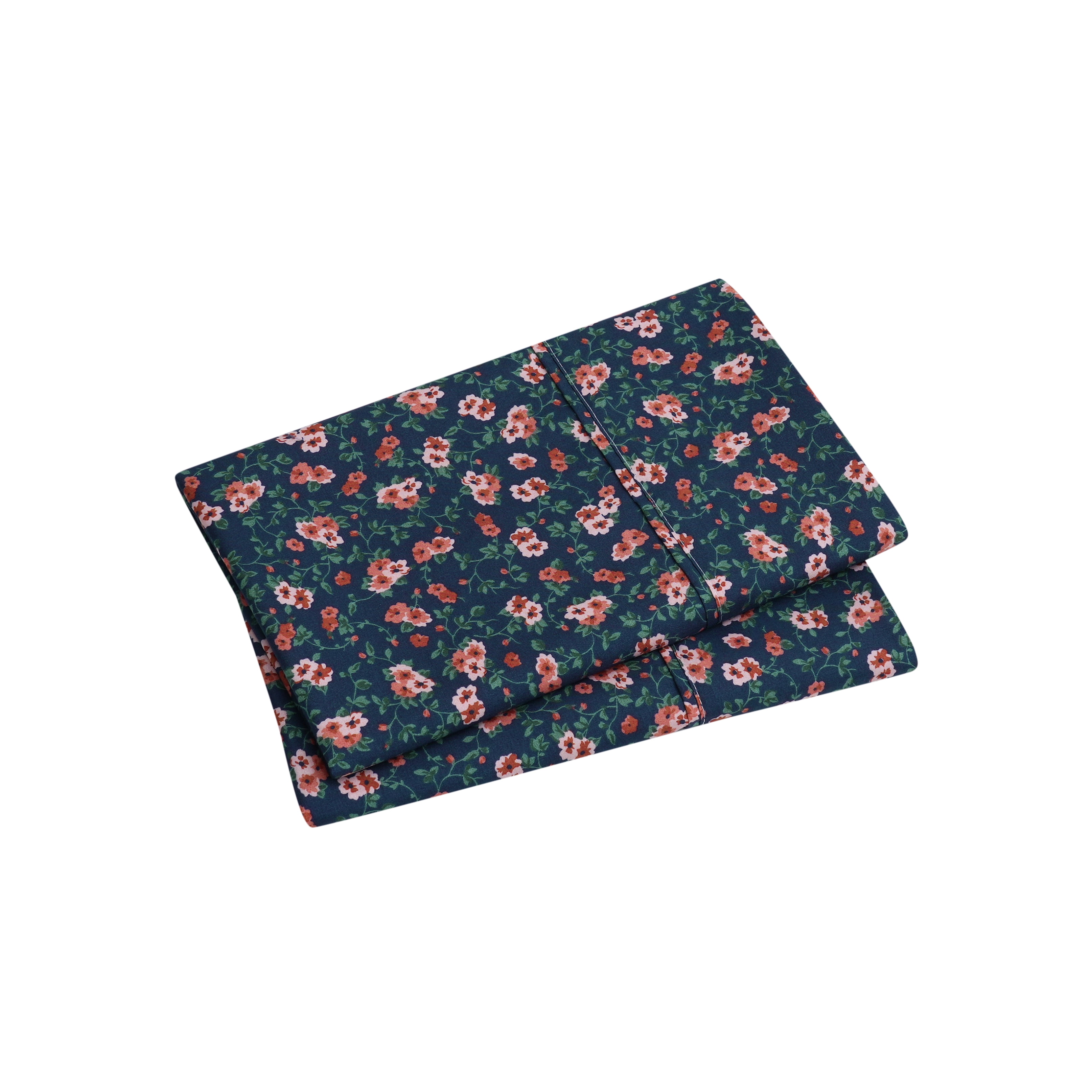 Mainstays Super Soft Brushed Microfiber Pillowcase Set, Blue Multi Floral, King, 2 Piece