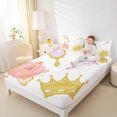thumbnail image 4 of Manfei Pumpkin Carriage Queen Sheet Sets,Princess Gold Crown Flat Sheet,Fairy Tale Theme Queen Fitted Sheet For Girls,Breathable Home Decor,4-Piece, 4 of 7