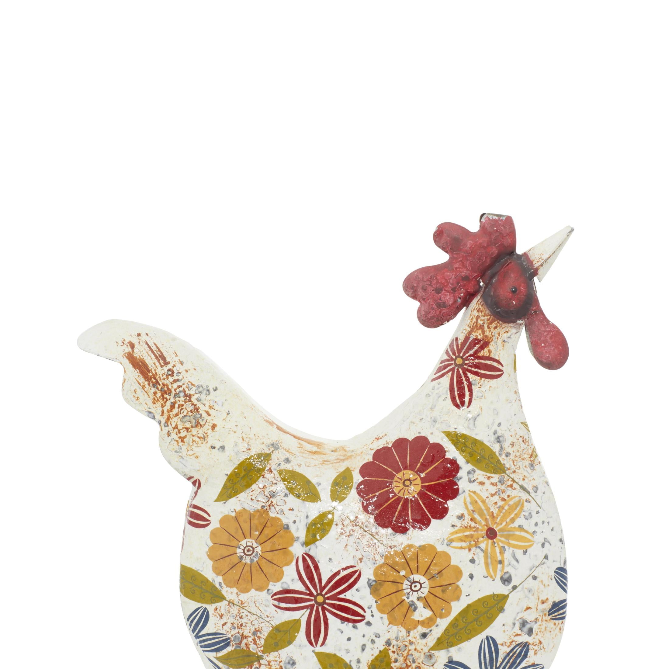DecMode 17" Indoor Outdoor Distressed Standing Rooster Garden Sculpture with U Shaped feet