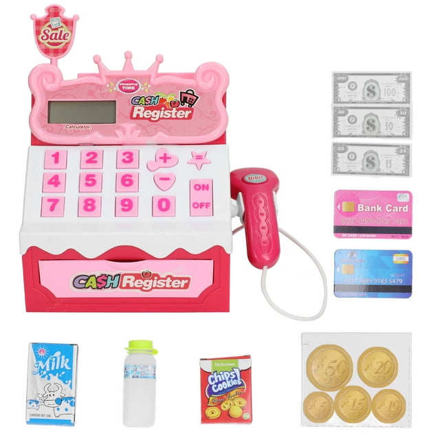 Caja registradora de juguete para niños, juego de simulación de dinero, regalo para niños en edad preescolar y niños pequeños.