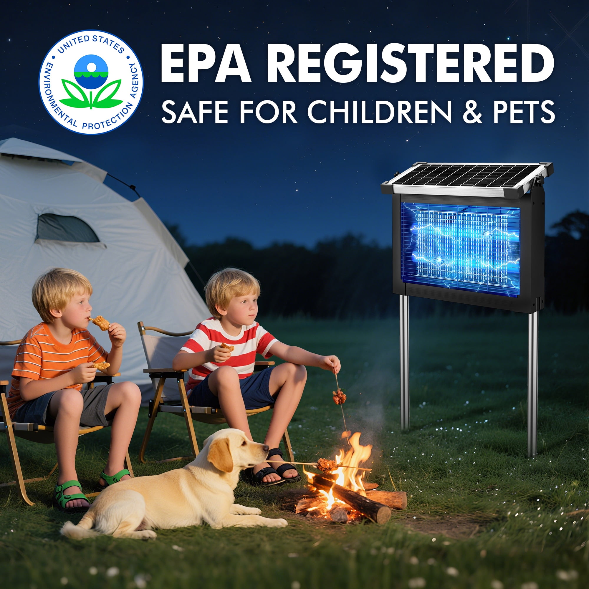 Reppiss Solar Bug Zapper Outdoor, 1 Acre Mosquito & Fly Killer Lamp, Waterproof Insect Control for Garden, Patio