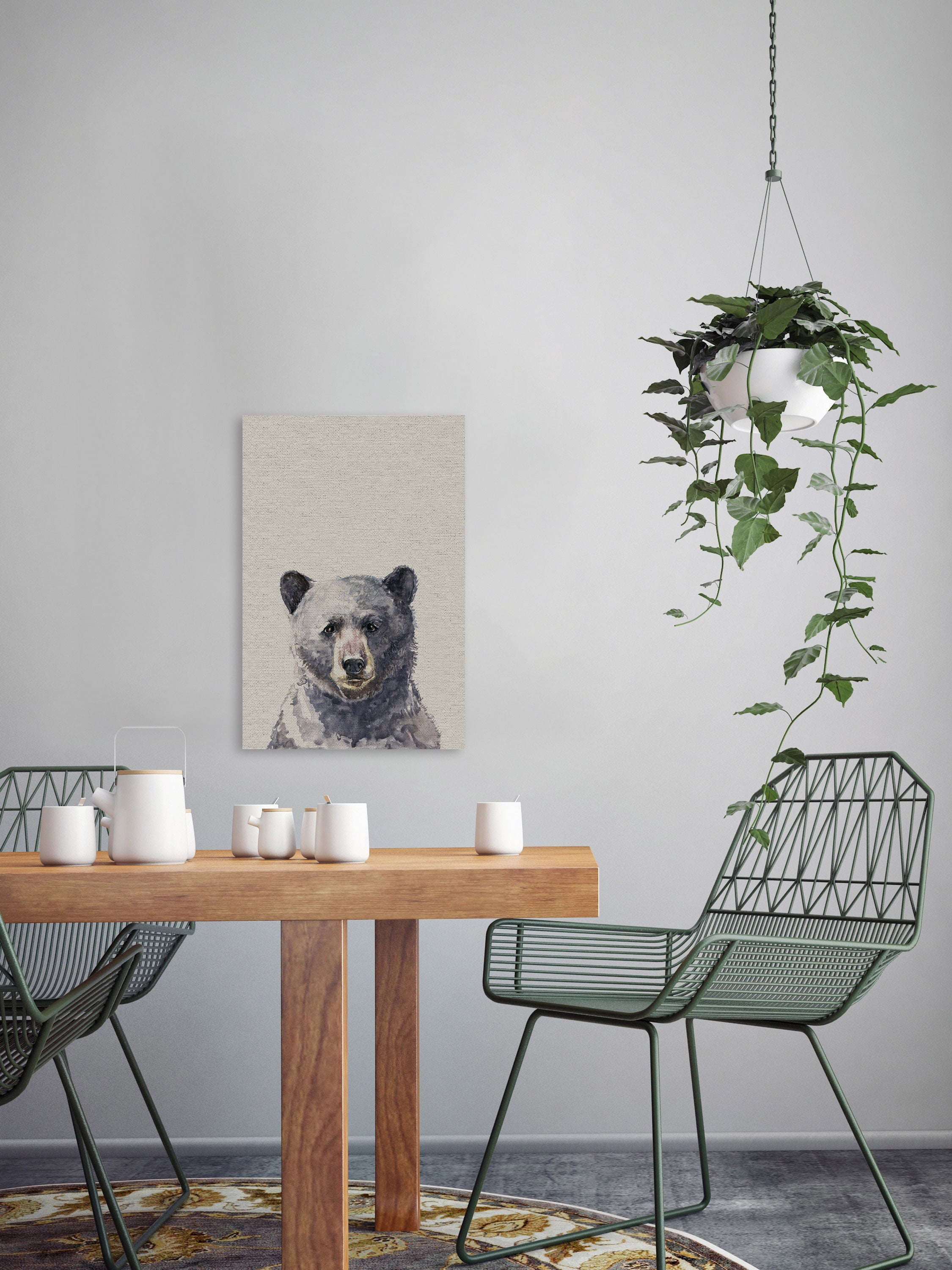 Grumpy Big Bear Painting Print on Wrapped Canvas