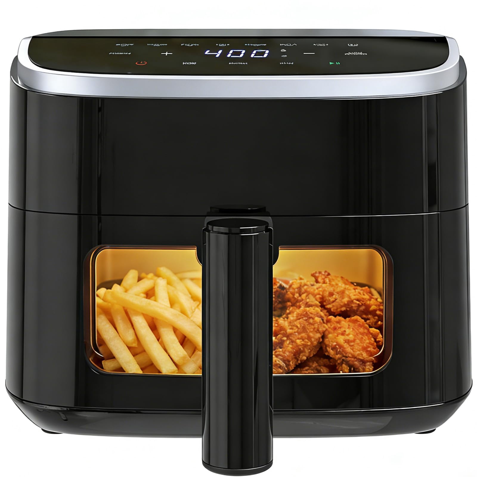 Plum Chef Air Fryer 4 Qt, 8-in-1 Digital Air Fryer with Visible Window, Nonstick Dishwasher-Safe Basket, 60-Min Timer, 1500W, Black – Perfect for Fries, Wings & Baking