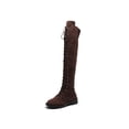thumbnail image 1 of Guardurnaity Botas hasta la rodilla para mujer Cremallera lateral Tacón bajo Flock Muslo Botas altas Microfibra Color sólido Zapatos planos Accesorio Calzado Marrón oscuro 6 Guardurnaity AP013397-24, 1 of 6
