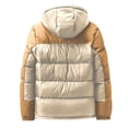 thumbnail image 6 of lkfuzj Men's Puffer Jacket Hooded Winter Coat Warm Thicken Cotton Outerwear Unisex Fashion Long Sleeve Hooded Jacket Zippered Patchwork Collar Warm Bread Padded Coat Tops - Khaki, 6 of 7