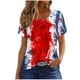 thumbnail image 2 of Fiudx Ofertas Del Día Blusa de Manga Corta a La Moda para Mujer, Camiseta Estampada, Top Informal, 2 of 5