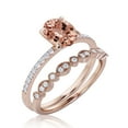 thumbnail image 3 of Sirprisingly Gift Minimalist 2.00 Carat Oval Morganite And Diamond Moissanite Engagement Ring, Classic Wedding Ring, One Matching Band in 925 Sterling Silver With 18k Rose Gold Plating, Gift For Her, 3 of 3