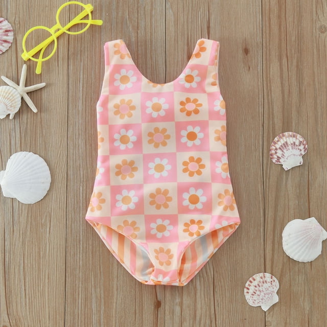 Girl Swimsuits One Piece Bathing Suits Sleeveless Ruffle Bathing Suits 3-6 Months