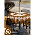 thumbnail image 5 of Square Outdoor Tablecloth With Umbrella Hole And Zipper– Abstract Explosion Tie Dye Waterproof Patio Table Cover for Party, Picnic, Backyard, 54"x54" , Brown White, 5 of 8