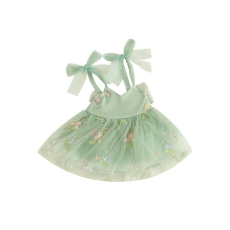 

Qtinghua Toddler Baby Girls Princess Dress Sleeveless Floral Embroidery Bowknot Tulle Dress Birthday Party Clothes Sky Blue 3-4 Years