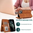 thumbnail image 3 of For Iphone 14 Pro Zipper Wallet Bag Leather Case(Brown),iPhone 14 Pro, 3 of 6
