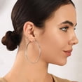 thumbnail image 4 of VEEDOFA Silver Plated Hoop Earrings for Women, Lightweight Hypoallergenic Large Hoops,60mm, 4 of 7