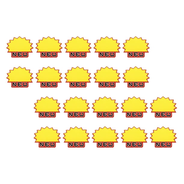 Uxcell 200pcs Retail Star Burst Signs 3.5"x2.8" para tienda, amarillo (NUEVO)
