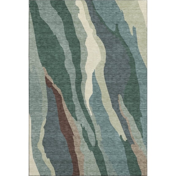 Addison Rugs Mayfield Premium Machine Washable Transitional Waves Sage Rectangle Rug, 5' x 7'6"