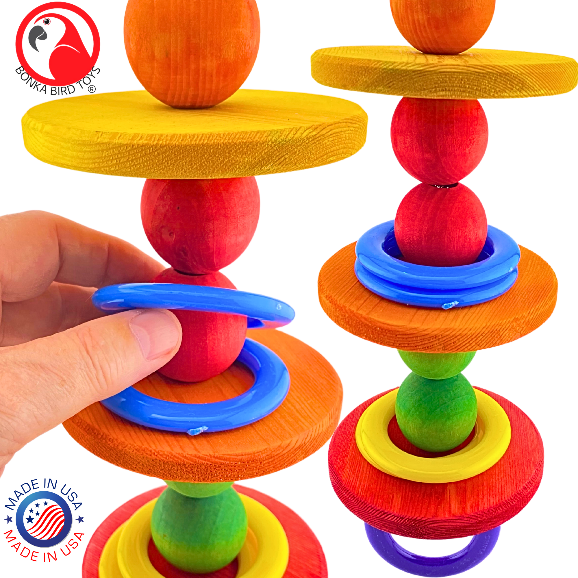 Bonka Bird Toys 3878 Disco Ball Medium Wood Plastic Puzzle Parrot Cage Toy Pet
