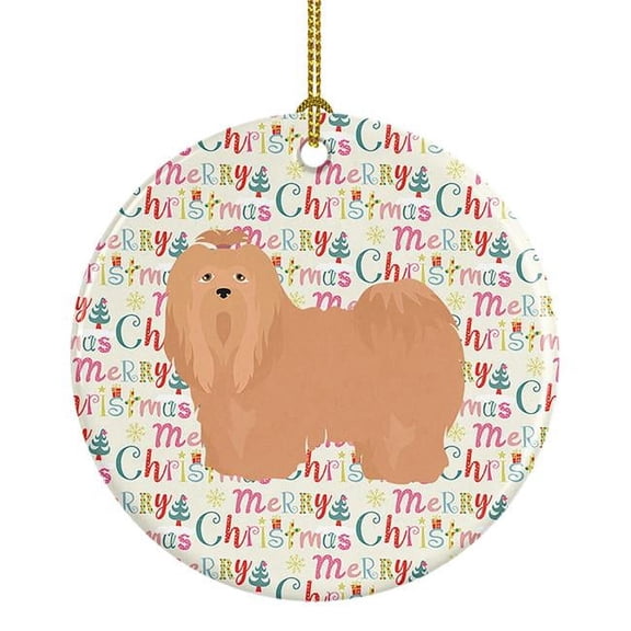 Lhasa Apso #1 Merry Christmas Ceramic Ornament 2.8 in x 2.8 in