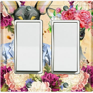 Metal Light Switch Plate Cover Cute Chihuahua Floral Wedding Beige DOG023