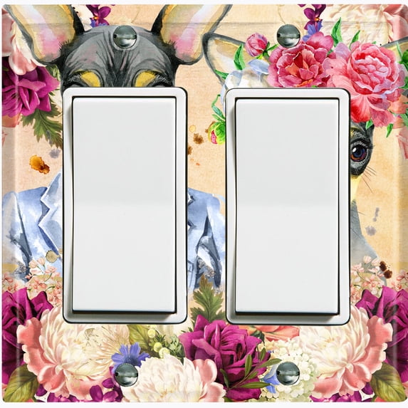 Metal Light Switch Plate Cover Cute Chihuahua Floral Wedding Beige DOG023