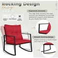 thumbnail image 5 of SOLAURA 3-Piece Outdoor Patio Bistro Set with Black Wicker Rocking Chairs and Glass Coffee Table - Red, 5 of 8