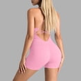 thumbnail image 5 of Gamivast Workout Bodysuits for Women One Piece Ribbed Spaghetti Strap Romper & Biker Shorts Jumpsuit Yoga Unitard Stretchy Gym Activewear Sporty, 5 of 7