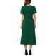 thumbnail image 3 of Vestido de Raso para Mujer con Volantes para Invitadas de Boda, Cuello Redondo, Manga Corta, Formal, Cóctel, Midi, S Verde Oscuro, 3 of 6