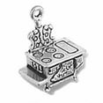 thumbnail image 1 of Sterling Silver 7" 4.5mm Charm Bracelet Attached 3D Kitchen Cooks Old Vintage Cast Iron Stove Cooking Charm, 1 of 1