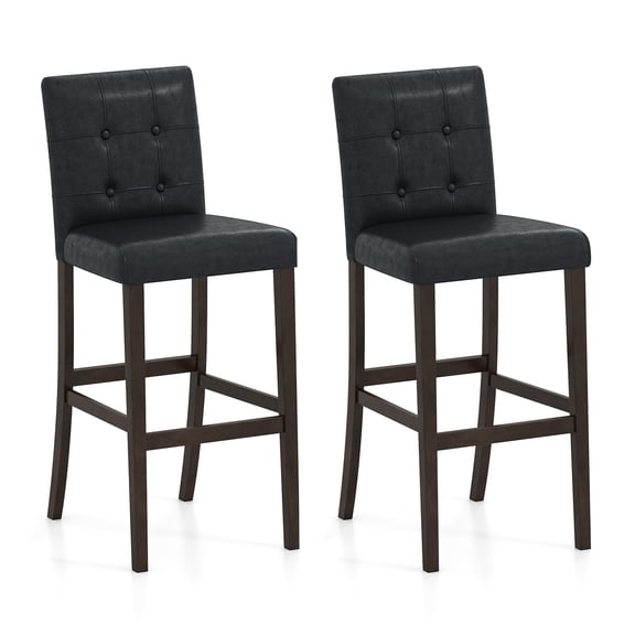 Gymax Set of 2 Bar Stools 29 '' Counter Height Barstool Pub Chair Rubber Wood Black