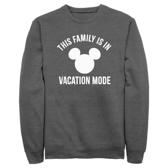 Men's Mickey & Friends This Family Is in Vacation Mode Sweatshirt Charcoal Heather Large
