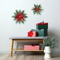 thumbnail image 2 of Northlight 14" Small Green and Red Metal Poinsettia Christmas Wall Hanging, 2 of 5