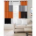 thumbnail image 2 of Burnt Orange Black Grey Blackout Curtains 63 Inches Long for Bedroom,Modern Irregular Geometric Abstract Thermal Insulated Room Darkening Black Out Window Curtain Panels Grommet Living Room Drapes, 2 of 8