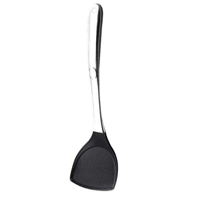 kurtrusly Solid Turner Silicone Cooking Spatula Non-stick Stainless Steel Scraper Kitchen Utensil, Solid Turner