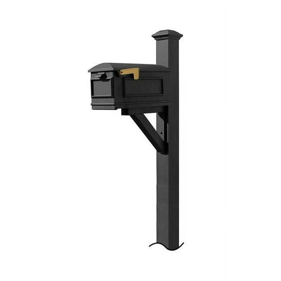 Westhaven System with Lewiston Mailbox with No Base Pyramid Finial, Black