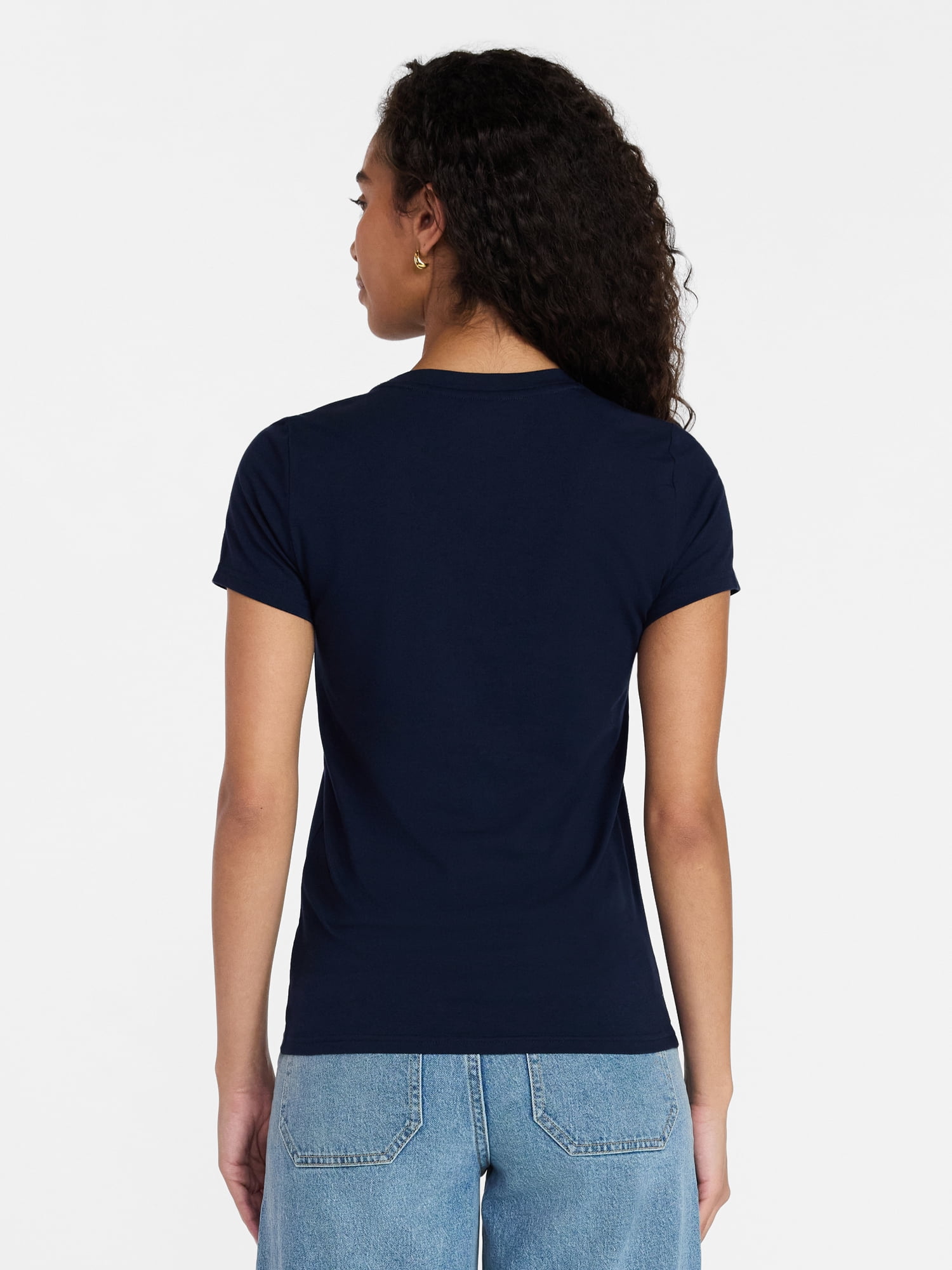 Time and Tru Women's Slim Fit Crewneck Tee with Short Sleeves, Sizes XS-XXXL