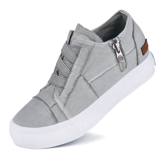 JENN ARDOR Womens Canvas Shoes Lace up Fashion Sneakers Walking Outdoor Shoe Zipper Decor