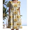thumbnail image 2 of Vestido Medlor para mujer con estampado floral bohemio de manga corta 2025, 2 of 6