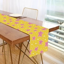 Yayeee Table Runner 70 inches Long Home Kitchen Dinning Party Decoration, Big Pink Stars Pattern