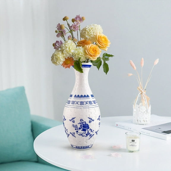 3D Puzzle Vase, 160-Piece Interlocking Jigsaw Flower Vase, DIY Home Decoration Ornament for Dried/Artificial Flowers, Gift for Adults & Teens