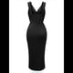 thumbnail image 3 of Vestido Ajustado con Escote en V Negro Talla S, 3 of 10