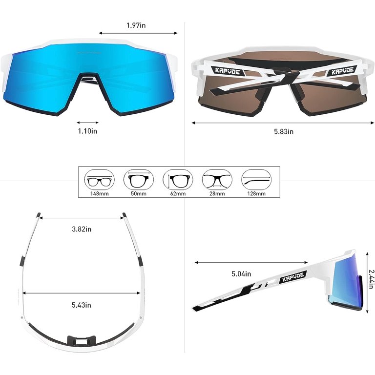 KAPVOE Polarized UV400 Cycling Sunglasses, 4 Interchangeable  display picture 1
