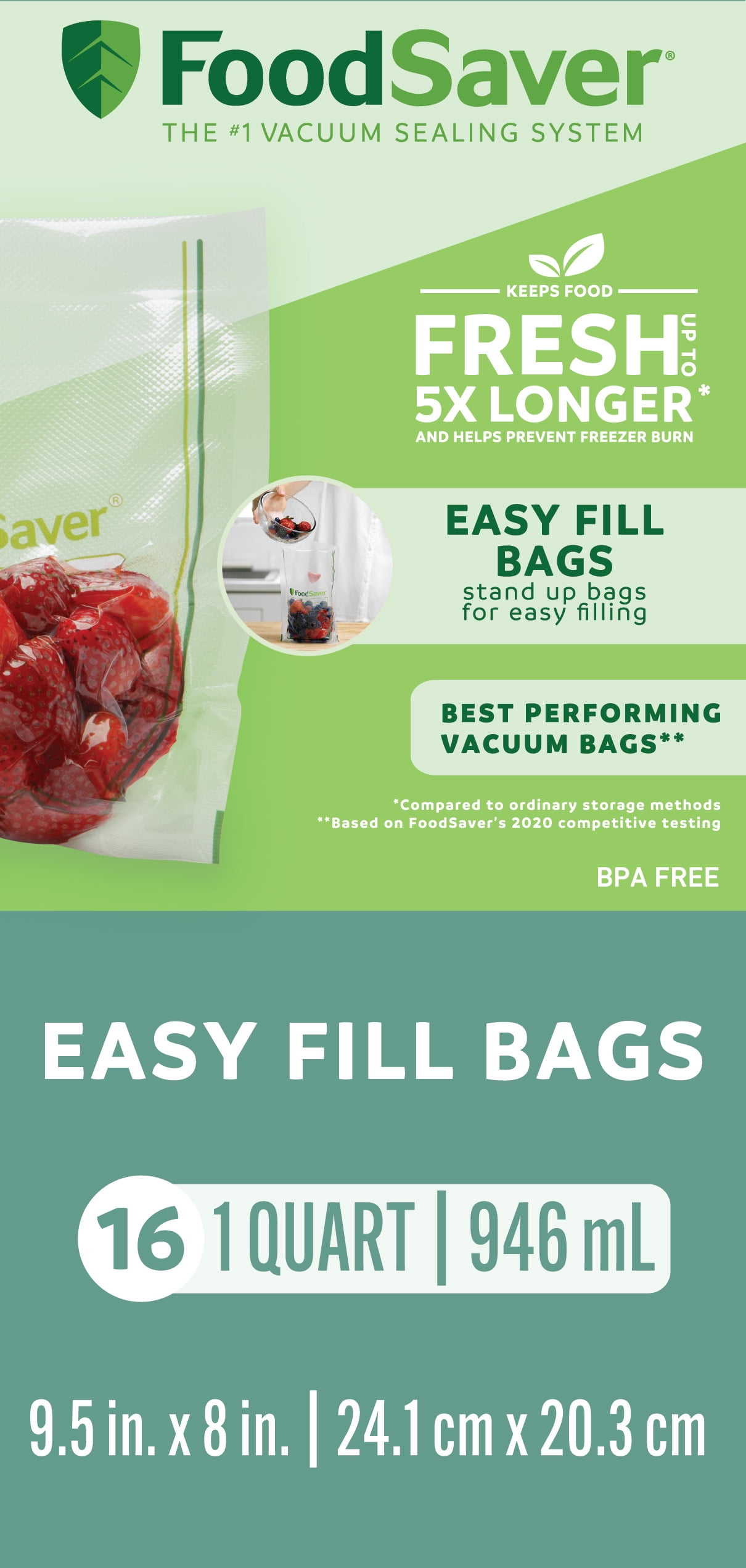 Foodsaver Easy Fill 1-Gallon Vacuum Sealer Bags, Commercial Grade and  Reusable