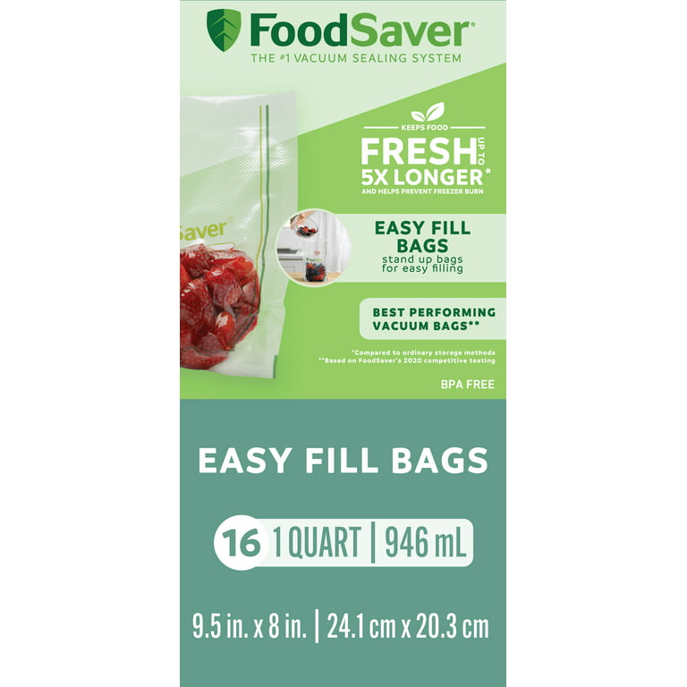 FoodSaver Easy Fill 1-Gallon Vacuum Sealer Bags Commercial Grade