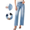 thumbnail image 6 of DOKOTOO Women's Wide Leg Jeans High Waisted Strechy Raw Hem Frayed Hem Denim Pants, 6 of 12