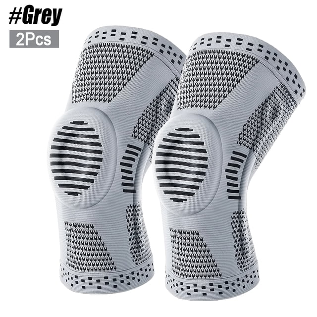 TYPPKMM 1/2Pcs Sport Compression Knee Support Brace Patella Protector Knitted Silicone Spring LegPad Cycling Running Basketball Football