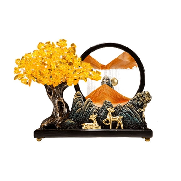 Citrine Fortune Tree Feng Shui Money Tree Moving Sand Art Picture Piece Home Living Room Entrance Feng Shui Decoration for Wealth/Fortune and Luck