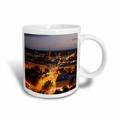 3dRose City skyline, evening, Riga, Latvia - EU39 BBI0020 - Bruce Yuanyue Bi, Ceramic Mug, 15-ounce