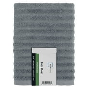 Mainstays Performance Cotton Bath Sheet, Oversized Super Soft Quick Dry Fade Resistant, Textured Grey
