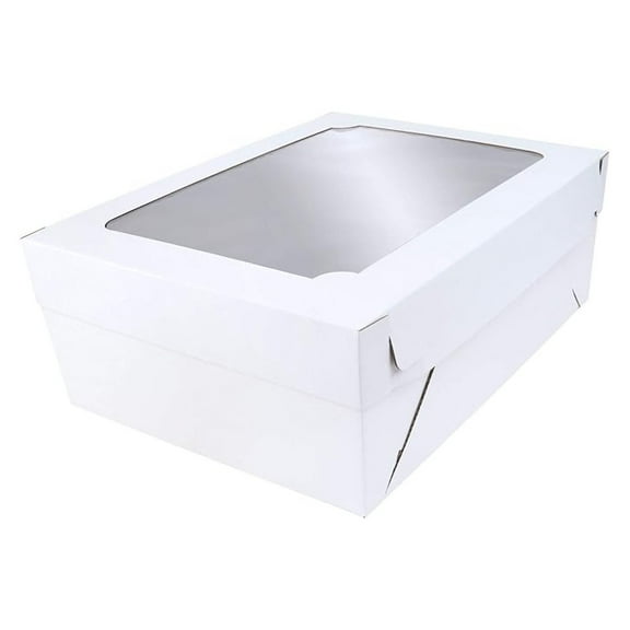 Cake Boxes with Window - 5 Pack 19.5x26.5x5 Inch Full Sheet Bakery Boxes - Cardboard Cake Carrier for Wedding, Birthday & Professional Use